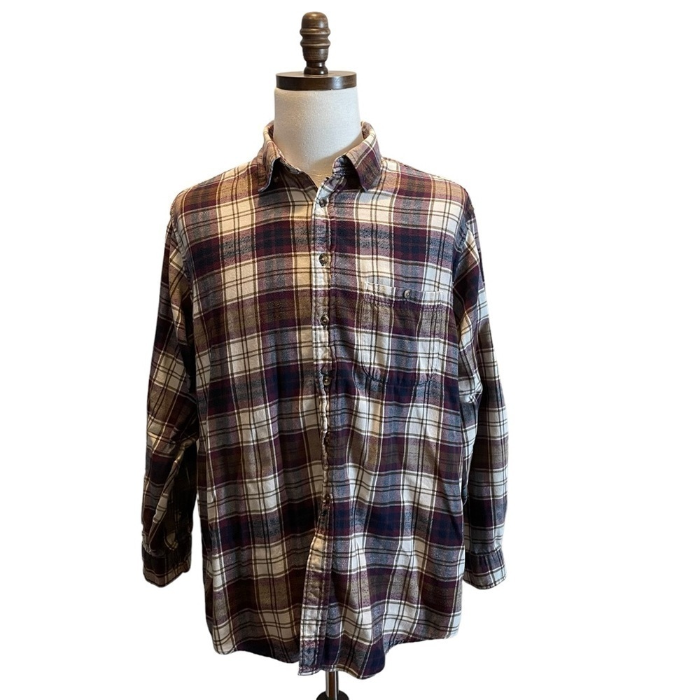 David Taylor Plaid Cotton Flannel Purple Size XL Tall Soft button up shirt